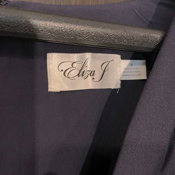 Brand NWT Eliza J Long Sleeve Navy Gown Size 8 - Picture 4 of 7